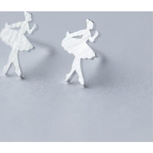 MloveAcc 100% 925 Sterling Silver Women Fashion Cute Tiny Ballet Dancer Stud Earrings Gift for School Girls Daughters Gift