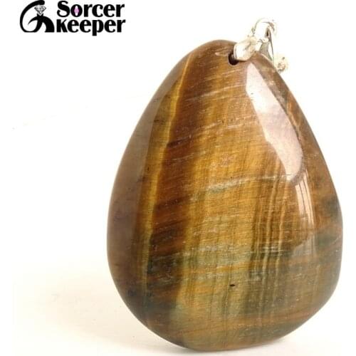 Fashion Healing Crystals Jewelry Genuine Natural Tigers Eye Stone Charm Pendant Long Statement Necklace Best Friends CS746