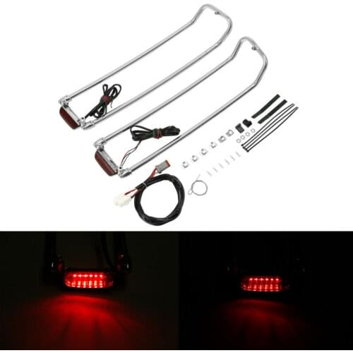 Motorcycle Chrome/Black Saddlebags Lid Rack Top Rail Guard W/ Light For Harley Davidson Touring Road King Glide FLHT FLHX 94-13