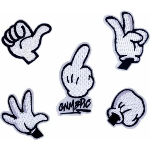 50pcs/Lot White Gesture Embroidery Patches Letters Clothing Decoration Accessories Diy Iron Heat Transfer Applique