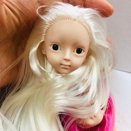 New Fashion Doll Head with Foreign girls Black hair No makeup Round face DIY Accessories For big Big eyes head Doll girls gift