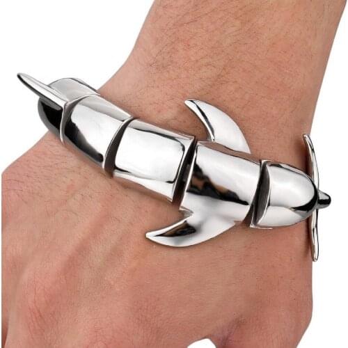 2015 Newest hot stainless steel bracelet the dolphin type buckle bracelet cool design animal for men Stainless Steel Bracelets