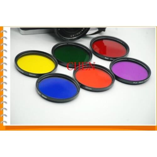 Full Color Filter 37 40.5 43 46 49 52 55 58MM Red Orange Yellow Green Blue Purple Filter 62 67 72 77 82mm Filter Accessories