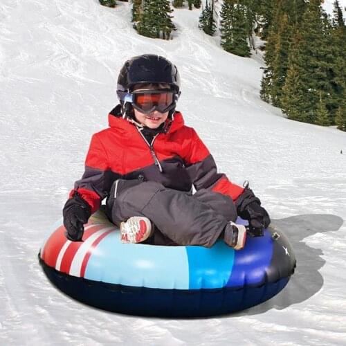 Durable Stable Snow tube Children Adults Winter Outdoor Sport Rocket Pattern Ultra-thick anti-scratch Snow Tube Inflatable Sled