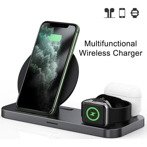 Qi 3 in 1 Wireless Charger Fast Charging For iPhone Android Dock Station For Apple Watch Airpods Charger Micro USB Type C Stand