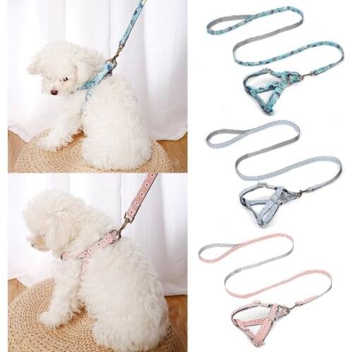 Adjustable Dog Cat Harness Leash Pet Vest Leash Collar Puppy Small Dog Outdoor Walking Supplies Chihuahua Strap Belt Accessories