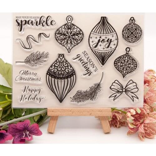 Christams Season Sparkle JOY Transparent Stamps + Metal Cutting Dies Embossing