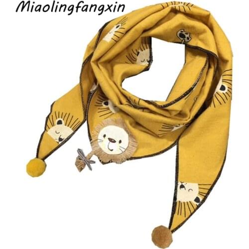 Girls Towel Scarf Flower Print Cotton Shawls Spring Children Neck Collar Spring Autumn Baby Triangle Bib Neckerchief