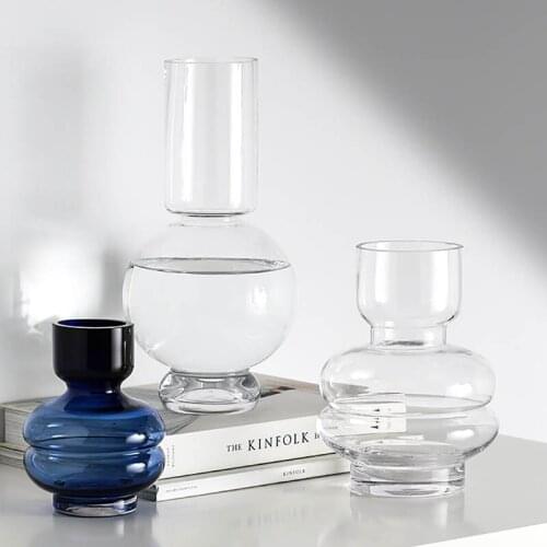 Nordic Glass Vase Transparent Hydroponic Decoration Living Room Flower Arrangement Container Modern Home Decoration Accessories