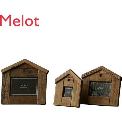 Nordic Old House Wooden Photo Frame Decoration Creative Small House Photo Table Decorations picture frames