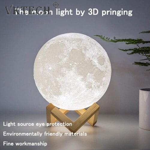 Modern 3D Moon Lamp LED Creative USB Charging Night Light Dimmable Touch Bedside Table Desk Lamp for Kids Bedroom