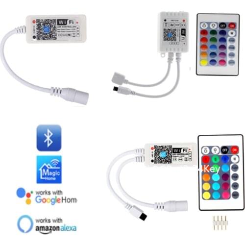 5V 12V 24V LED Strip Bluetooth-compatible / WIFI RGB / RGBW Controller Android IOS APP Alexa Google Magic Home IR Control