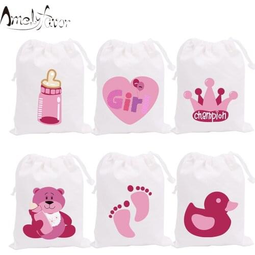 Girl Baby Shower Theme Party Bags Candy Bags Gift Bags Pink Bear Duck Decorations Grand Event Birthday Party Container Supplies