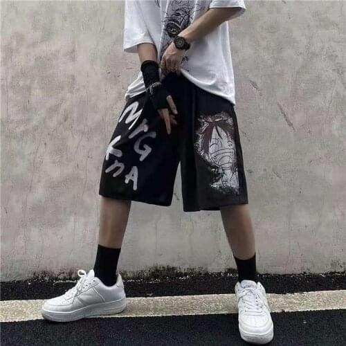 Thin pants men and women 2021 new summer Korean version ins Harajuku style wide-leg five-point pants loose casual shorts tide