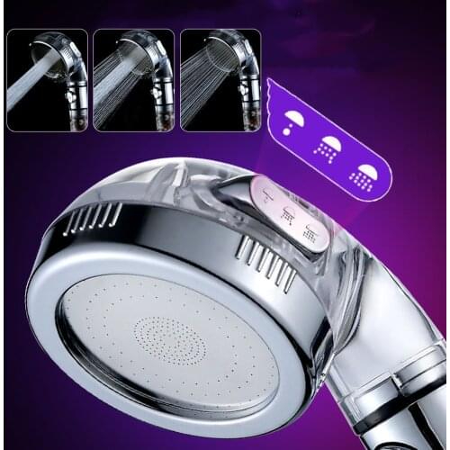 Bathroom 3-Function Shower Head High Pressure Jetting Adjustable Pressurized Showerhead Anion Filter Nozzle Saving Water Sprayer