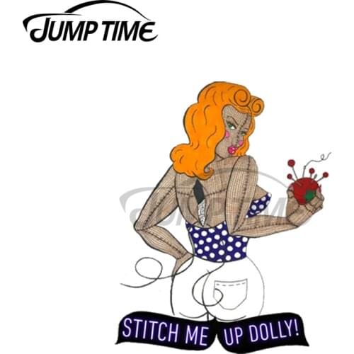 Jump Time 13 x 8.6cm For Stitch Me Up Funny Car Stickers Vinyl JDM Sunscreen Waterproof Bumper Occlusion Scratch Decal