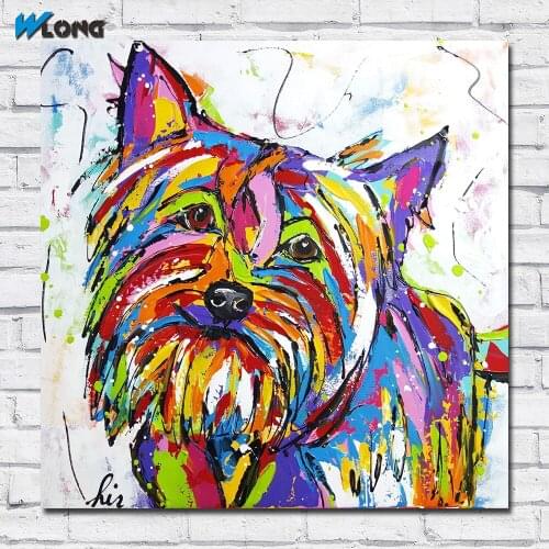 Wlong Printing Oil Painting Canvas Abstract Abstract animal dog Wall Art , Wall Pictures for Living Room Bedroom Office Unframed