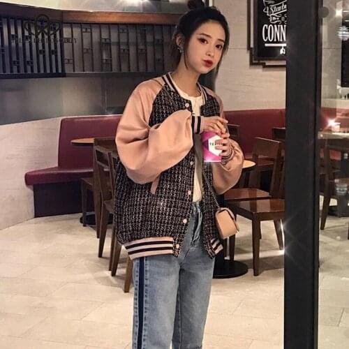 Bella philosophy 2020 spring women single breasted spliced jacket girl preppy style long sleeve jackets female patchwork coats