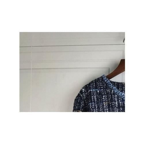 Women Tweed Plaid Jacket Coat 2021 New Autumn Winter V Neck Long Sleeve O Neck Single Breasted Preppy Style Jacket Outwear Tops