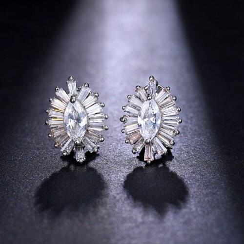 Be8 Simple Style Clear Full Cubic Zirconia Bridal Stud Earrings Mujer Brincos Women Jewelry Wholesale AE66