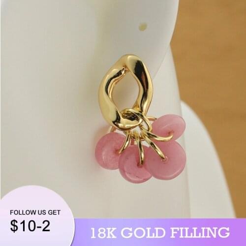 2022 New Handmade 925 Sliver Earrings For Women Gift Natural Pink Jade Fine Jewelry