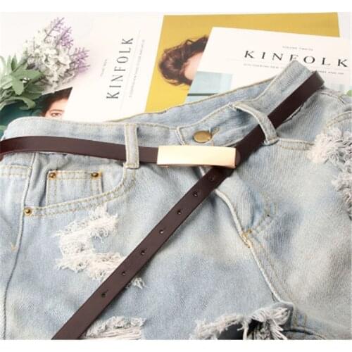 2021 Womens Gold Buckle Belts For Women Dresses Straps New Red Black Pink White Brown Thin PU Leather Belt Waistband