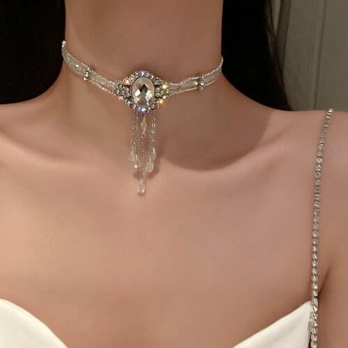 2021 New Trendy Luxury Fashion Geometric Crystal Choker Necklace for Women Shining Rhinestone Necklace Statement Jewelry Gifts