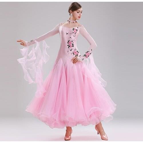 New Standard Ballroom Waltz Dress Women Tango Foxtrot Dance Dresses 4 Color Modern Dance Costume Competition Dance Wear