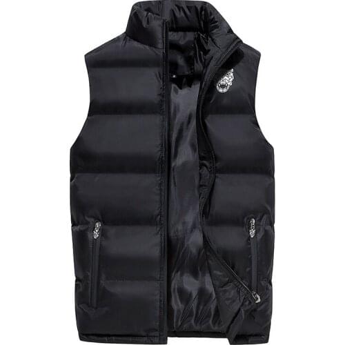 Winter Vest Jacket Men 2021 New Fashion Warm Quilted Zipper Up Sleeveless Cotton Padded Vest Coats Plus Size M-6XL