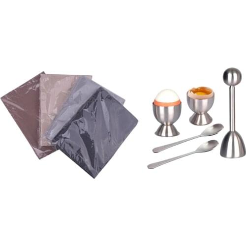 1set Egg Cracker Topper Set - Soft Hard Boiled Eggs Separator Tool & 4Pcs Cotton Table Napkins Cloth Tea Towel