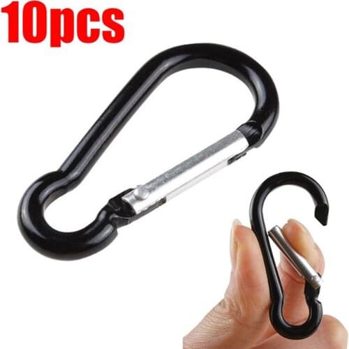 10pcs Black Gourd Carabiner Aluminum Alloy D Ring Key Chain Carabiners Hook Spring Snap Clip Hooks Keychain Climbing Equipment