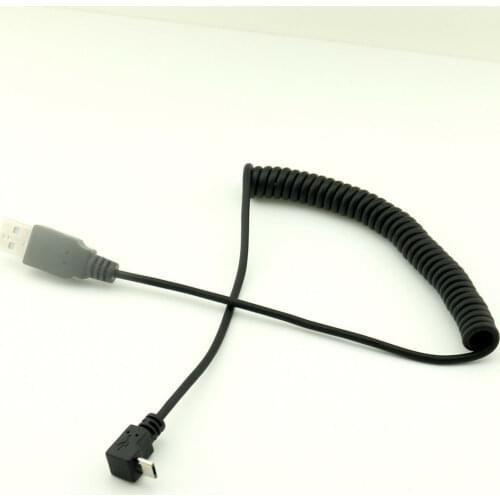 10pcs Spiral Coiled USB 2.0 A Male to Micro USB 5 Pin Male UP Angled Adapter Cable 5FT