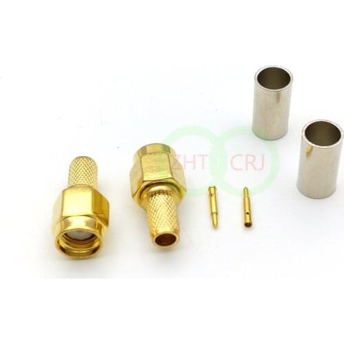 1000pcs SMA RG58 CONNECTOR COPPER SMA Male Plug Straight Crimp for RG58 Connector