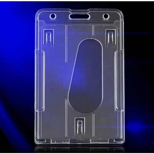 10x6cm Hard Plastic Badge Holder Double Card Transparent Vertical Hard Plastic Multi Card ID Badge Holder Credit Multi