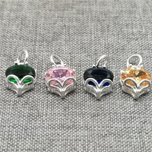 2 Pieces 925 Sterling Silver Fox Charms with Zircon for Bracelet Necklace