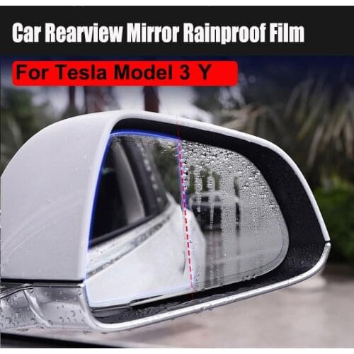 2pcs for Tesla Model 3 S X Rearview Mirror Rainproof Film Anti Fog High Beam Glare Model3 ModelS Nano film Protective Stickers