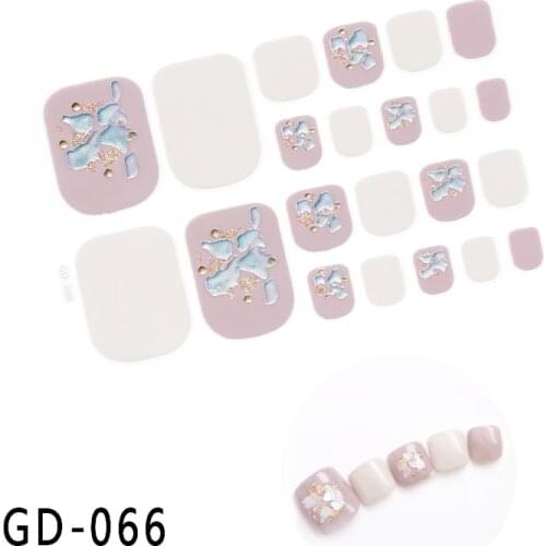 22tips Summer Toe Nail Art Stickers Adhesive Full Cover Feet Decorations 3D Glitter Sequins Design Nail Wraps Manicure Supplies