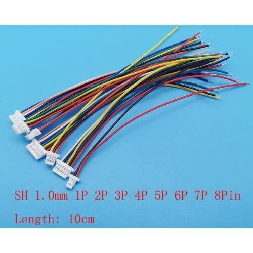 5Pcs JST SH1.0 Pitch 1.0 mm 2/3/4/5/6/7/8 Pin Single/Double Terminal Plug Wire Cable Connector Electronic Line Length 10cm 28AWG