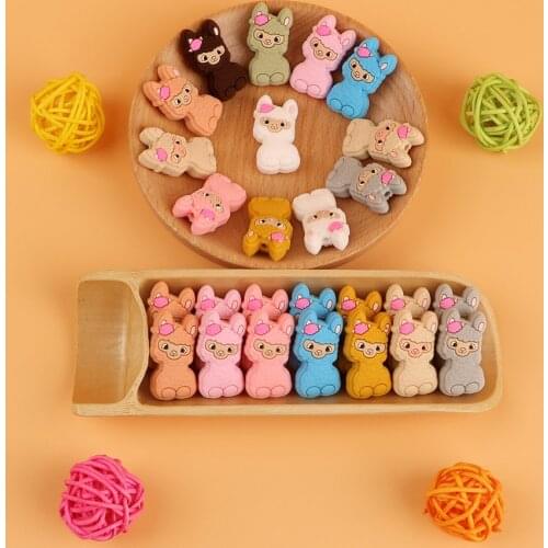 Kovict Silicone Beads 50/100Pcs Mini Sheep Animal Baby Molar Teether DIY Pacifier Necklace Accessories Chewable Nursing Toys