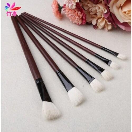 Flat Painting Brushes Set Artist Wool Hair Watercolor Acrylic Oil Drawing Paint Brushes Painting Supplies 6Pcs