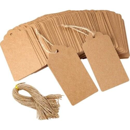 300pcs Blank Kraft Paper Tags Wedding Birthday Party Decor Hang Tags for Handmade Gift Wrapping Price Labels with Hemp String