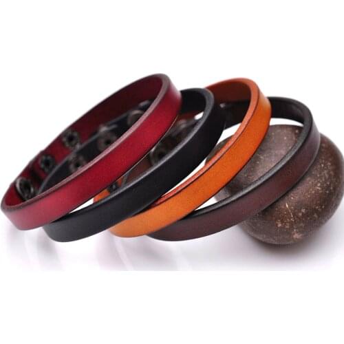 Simply Cool Classic Genuine Leather Bracelet Cuff Wristband Snap Unisex Women 19CM