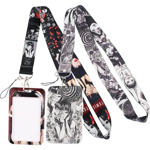 YL530 Japanese Anime junji ito Neck Strap Lanyard Keychain ID Card Pass Hang Rope Lariat Badge Holder Key Chain Accessories