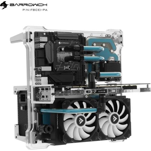 Barrowch ITX Case Modular Panel Case, Mini Open Computer Chassis, Water Cooling Limited Edition PC Cabinet, FBCEI-PA