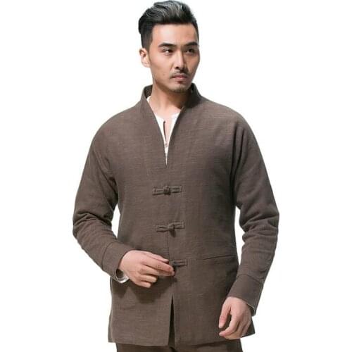 Spring autumn middle-aged Chinese tunic suit mens Cotton and linen jacket men blazer man coats mens Tang suit Chinese style