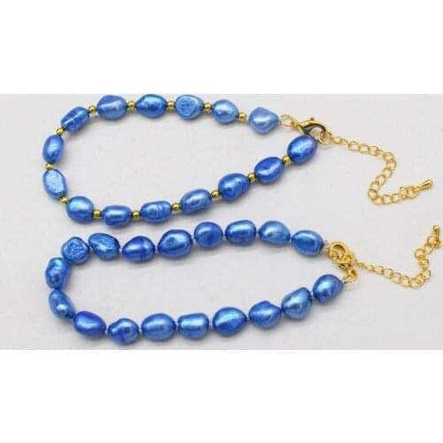 Frrshwater pearl blue baroque 7-9mm bracelet 7.5inch FPPJ wholesale beads nature freeshipping gift