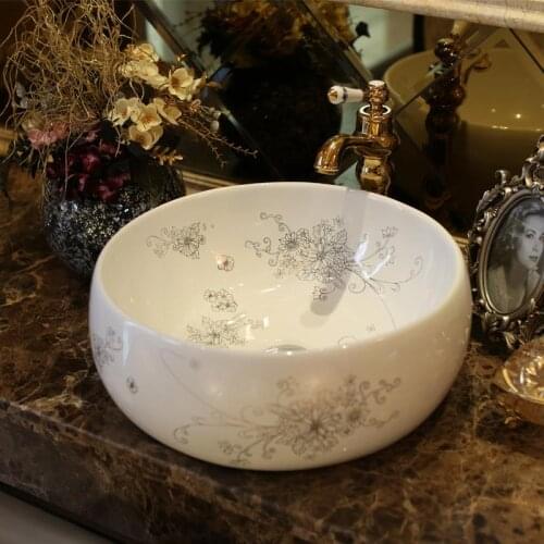 Europe Vintage Style Ceramic Sinks Counter Top Wash Basin Bathroom Sink bathroom wash hand basin