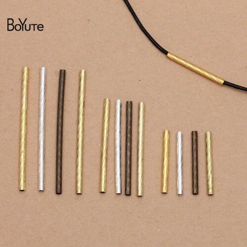 BoYuTe (200 Pieces/Lot) 20-30-40MM Length Metal Brass Carved Tube Materials Hand Made DIY Jewelry Making Accessories