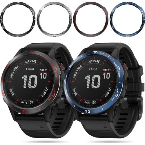 Metal Bezel Ring Fit For Garmin Fenix 6 Smart Watch Stainless Steel Bezel Ring Adhesive Cover Easy To Install Watch Accessories