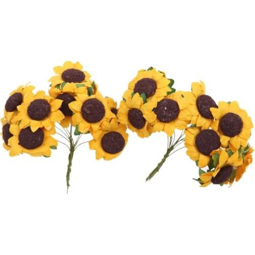 100pcs MIni Paper Daisy Wedding Flower Bouquet of Flowers / Stem Yarn / DIY Scrapbooking Craft Sunflower Flower Simulation